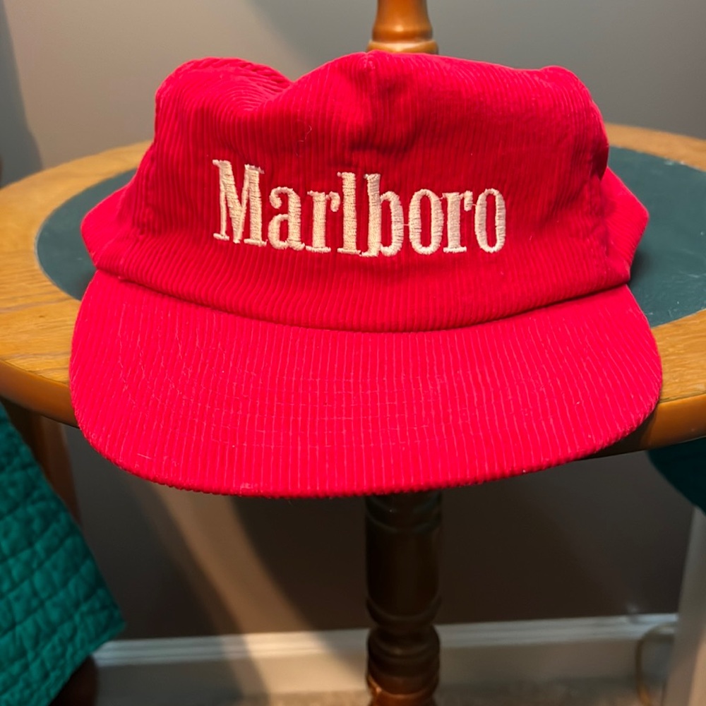 Vintage Marlboro red corduroy trucker hat